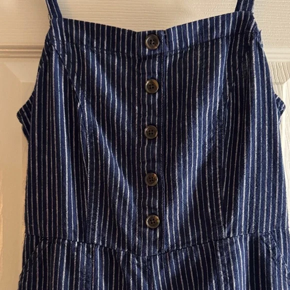 Old Navy Blue & White Striped Linen-Blend Jumpsuit – Size S - Picture 2 of 9
